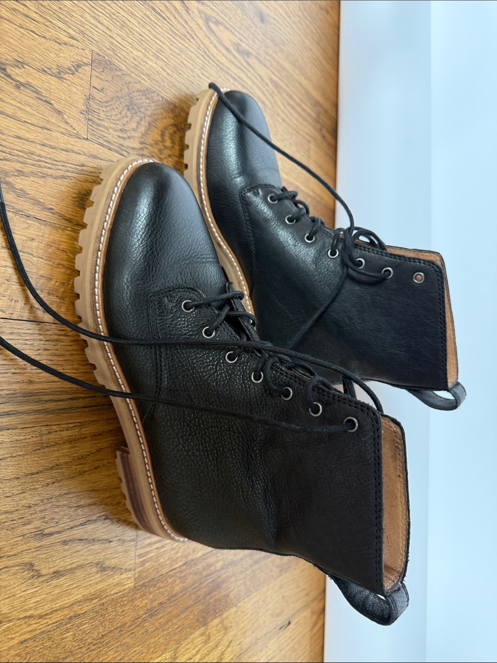 Madewell Black Lace-Up Leather Women's Boots